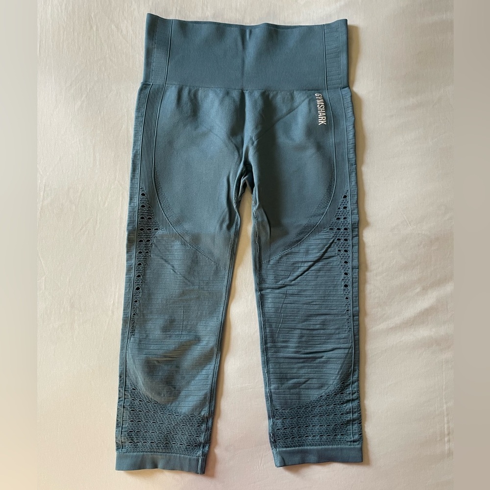 Gymshark Energy Seamless Leggings Blue Laser Cut Workout Pants Size M